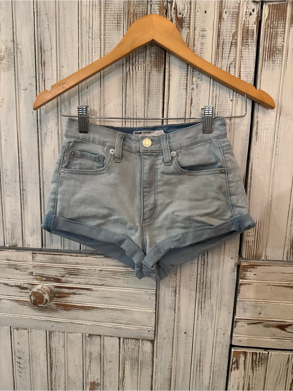 Garage Light Blue Denim Roll-Cuff Women's Shorts